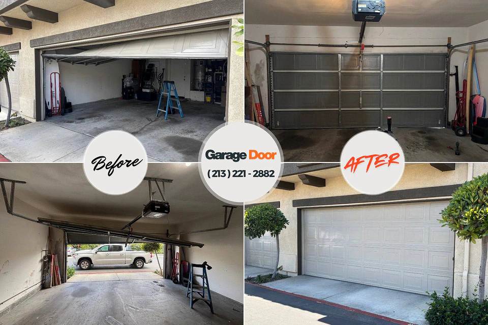 Before and after: garage door repair Edgewood, PA